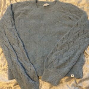 Abercrombie Kids Light Blue Eyelash Sweater with Pointelle Sleeves Size 13/14
